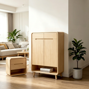 Meuble de rangement en bois moderne avec étagère ouverte, style scandinave, meuble de salon, design autoportant - Product Image 1