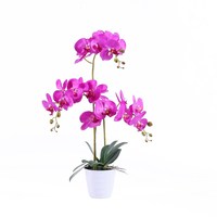 Dijual Pot Anggrek Imitasi Daun Sutra Daun Bunga, Tanaman Flask Phalaenopsis Putih 3 CABANG