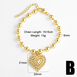 ASJEWELRY <strong>Beaded</strong> Chain Adjustable Heart <strong>Bracelets</strong> for Women CZ Jewelry <strong>Large</strong> Gold Plated Bubble Heart <strong>Bracelets</strong> 2512 Brtk97 - Product Image 6
