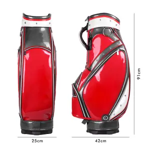 पुरुषों और महिलाओं के लिए हाई-एंड क्रिस्टल जालीदार सिला हुआ लाल गोल्फ कार्ट बैग वाटरप्रूफ गोल्फ स्टैंड बैग