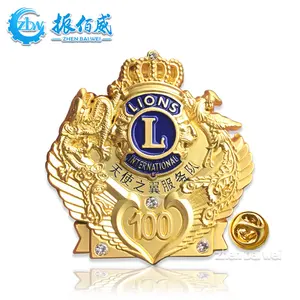 Wholesale Custom Metal Lapel Logo Hat Pins Personalized Lion Club Soft Enamel Pin