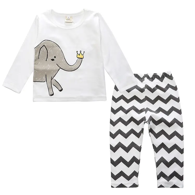Children Girl Clothing Set Shirt Set White T Shirts Girls 2-piece Set Of White Color With Cute Pattern