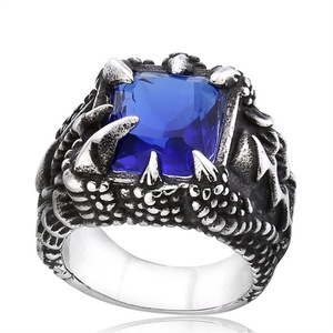 Vintage Dragon Claw Round <b>Ring</b> Stainless Steel Cz Zircon Hoop <b>Rings</b> Men - Product Image 3
