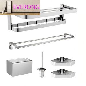 Ensemble d'accessoires de salle de bain moderne <span class=keywords><strong>5</strong></span> pièces en aluminium chromé argenté, quincaillerie de plomberie hôtelière, équipement de bain en acier inoxydable pour la maison - Product Image 4