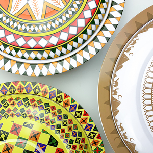 Piatto Rotondo Decorativo Indiano Economico e Colorato 20-40cm con Coperchio per Frutta e Dolci - Product Image 6