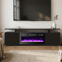 Support TV moderne de luxe avec foyer multi-combustibles à couleur de flamme variable et chauffage intégré pour la maison