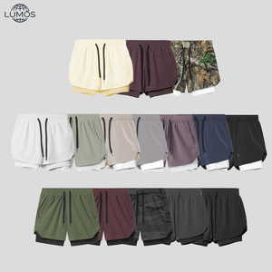 Pantalones Cortos Deportivos de Gimnasio para <span class=keywords><strong>Hombre</strong></span>, de Nailon, Doble Capa, Transpirables, con Logotipo Personalizado al por Mayor - Product Image 1