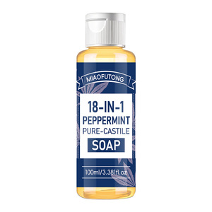 Savon liquide pur à la menthe poivrée <span class=keywords><strong>18</strong></span> en 1, huile de coco, huile d'olive, multi-usages, lavage du corps, du visage et des mains, 100 ml, OEM ODM - Product Image 1