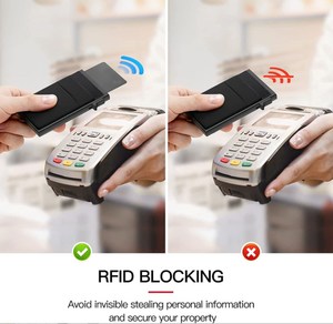 Portefeuille d'affaires automatique et mince porte-carte de crédit avec logo laser RFID en aluminium avec poche - Product Image 5