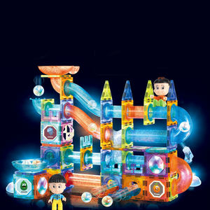 الاطفال التعليمية الجذعية لعب المغناطيسي البلاط مع مصباح ليد الرخام تشغيل المغناطيسي بناء كتل مجموعات الالعاب للأطفال - Product Image 4