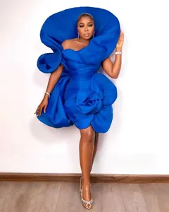 <span class=keywords><strong>Robe</strong></span> de bal sirène <span class=keywords><strong>bleu</strong></span> roi courte 2026 Aso Ebi plissée, robes de soirée africaines de luxe pour femmes africaines, sur mesure - Product Image 2