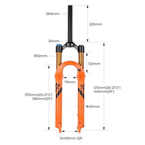 Fourche avant de VTT Bolany, 32 mm, 120 mm de débattement, suspension pneumatique, axe QR, 27,5 pouces, réglage du rebond - Product Image 5