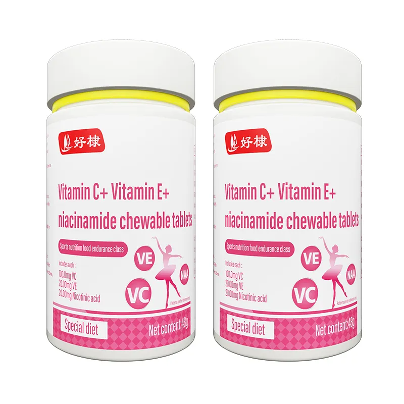 Private Label vitamina C + vitamina E + Nicotinamide compresse masticabili cibo nutriente sportivo.