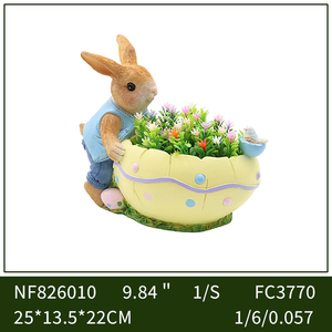 Statue en résine de lapin assis sur un champignon avec un bol en coquille d'œuf, décoration de jardin féerique, décoration de forêt fantaisiste, idéale comme pot de fleurs de bureau - Product Image 2