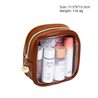Pochette à fermeture éclair étanche pour rangement de produits de toilette Petit sac à cosmétiques portable en PVC solide