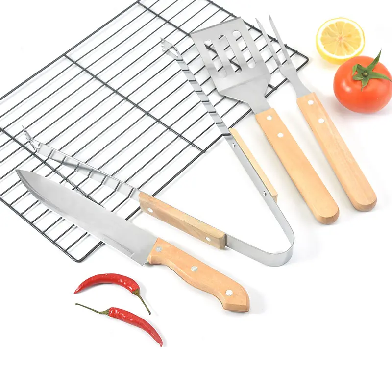 Vente en gros d'usine d'ensembles d'outils personnalisés pour barbecue de qualité alimentaire accessoires pour barbecue ensemble de gros pour barbecue grils pour barbecue en acier inoxydable