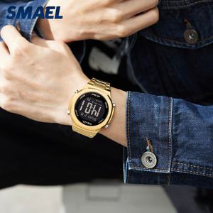 Montre Smael 6101 Chronographe numérique pour hommes, bracelet en acier inoxydable, montre-bracelet de style professionnel, mouvement à quartz avec lumière luminescente - Product Image 2