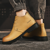 Sepatu Boots Kulit Sapi Asli Pria Motif Kotak-kotak Retro Model Tali di Bagian Atas, Layanan Logo Kustom, Pasokan Pabrik