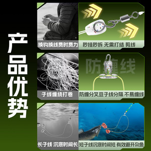 Ensemble d'hameçons de pêche à la carpe Aohu 8 cm à double hameçon avec ligne Dyneema et dégagement rapide pour la pêche au fond - Product Image 4