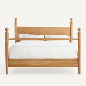 Cama Americana de Madera Maciza con Mimbre y Ratán Natural Antiguo, Perfecta para el Dormitorio, Directo del Fabricante - Product Image 1