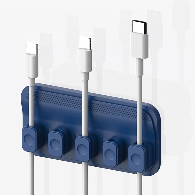 Hot Selling Silicone Cable Holder Magnetics Adhesive Desk Cord Wire Clips Organizer OEM LOGO Magnetic Cable Management
