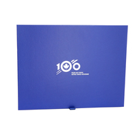 Caja de presentación de documentos azul personalizada con impresión de logotipo