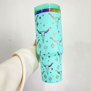 Paquete de 20 Vasos Térmicos de Acero Inoxidable de 40 oz con Recubrimiento en Polvo Colorido y Logotipo Personalizado, Plateado Arcoíris H2.0, para Grabado Láser - Product Image 4