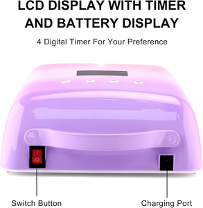 Lámpara Secadora de Uñas Profesional Recargable de 78W, LED UV, con Base Metálica y Asa, Inalámbrica, con Batería Recargable - Product Image 5