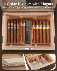 กล่องเก็บซิการ์แบบมีช่องระบายอากาศ บรรจุซิการ์ได้ <span class=keywords><strong>120</strong></span> มวน บุด้วยไม้ซีดาร์สเปน พร้อมตัวแบ่งแบบแม่เหล็ก  พร้อมเครื่องเพิ่มความชื้นแบบเจล และหน้าจอดิจิตอล - Product Image 5