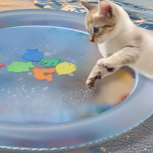 Alfombra de Juego para Gatos, Alivio del Aburrimiento, Alfombra de PVC, Juguete para Gatos con Diseño de Peces Flotantes, para Usar con Agua del Grifo, Diseño Interactivo con Sensor de Agua - Product Image 1