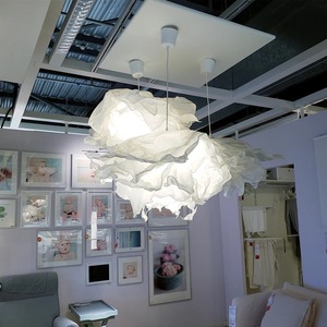 Lustre nuage nordique minimaliste moderne, source de lumière LED E26, abat-jour rond en papier à tête unique pour salon - Product Image 4