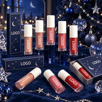Vente en gros de Noël : Rouge à lèvres liquide végétalien 18 couleurs, couleur nude mate hydratante, marque privée personnalisée, résistant à l'eau