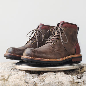 Botas de Tobillo para Hombre Maden, Duraderas, de Cuero Genuino, de Caña Alta, con Punta Redonda, Botas Vaqueras, Zapatos de Seguridad para el Trabajo - Product Image 1