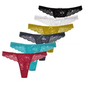 Châu Âu Mỹ thoáng khí vô hình đồ lót Girls 'thong liền mạch ren XL thấp tăng bông đáy quần quần lót màu đen đồ lót - Product Image 3