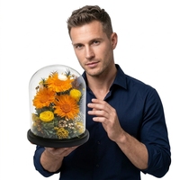 Tournesol préservé sous cloche en verre, rose éternelle faite à la main pour la fête des mères et la Saint-Valentin