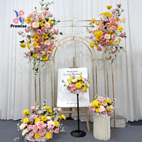 Set Bunga Tiruan Kuning Pink, Rangkaian Mawar Sutra dengan Sentuhan Alami untuk Latar Belakang Pernikahan, Natal, dan Imlek