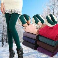 Hiver Chaud Thermique Léger Polyester Leggings Femmes Cosy Brossé Noir Collants Polaire Doublé Pieds Leggings Grande Taille