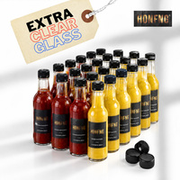 Bouteille en verre transparente personnalisée de 3 oz, 5 oz, 8 oz, bouteille vide pour sauce chili, sauce piquante, emballage de sauce avec bouchon à vis en plastique