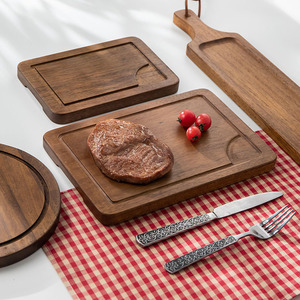 <span class=keywords><strong>Assiette</strong></span> à steak artisanale en bois de noyer noir durable, plateau de service rectangulaire en bois massif, logo personnalisé, qualité hôtelière - Product Image 4