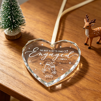 Ornement suspendu en verre cristal transparent en forme de cœur, personnalisable par impression UV, pour la création de souvenirs familiaux, pendentif décoratif pour sapin de Noël, souvenir commémoratif
