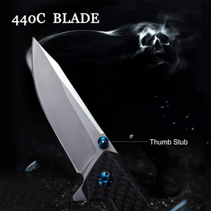 Bochen Couteau Pliant 440c in acciaio al carbonio lama pieghevole CNC in fibra di carbonio manico campeggio sopravvivenza tattico coltello tascabile EDC - Product Image 4