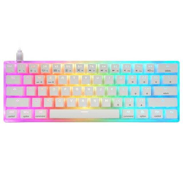 60% Layout Multi--languages RGB Backlit Type c Wired Mini Mechanical Keyboard USB Type C Pudding Keycaps