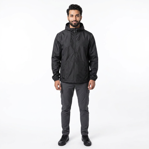 <b>Men</b> Streetwear Windbreaker Canvas Stand Collar Waterproof <b>Jacket</b> Custom Logo Half Zip Pullover Hoodie - Product Image 1