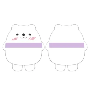 Customized plush toy animal Shy white cute bear with purple scarf plush toy