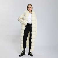 Pull tricoté avec col en fourrure de renard pour femme, gilet de printemps et d'automne