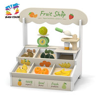 Chariot de jeu en bois pour faire semblant de vendre des en-cas - Ensemble de cuisine Pizza & Hamburger avec stand à hot-dogs pour enfants W10A287