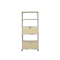 Armarios de Almacenamiento Modulares Abiertos y Móviles con Estructura de Acero Inoxidable Estilo Bauhaus para Dormitorios, Oficinas en Casa y Pasillos
