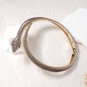 2025 nuovo arrivo Vintage in lega retrò a forma di <span class=keywords><strong>serpente</strong></span> con colletto incernierato colletto a molla in metallo collare in oro antico - Product Image 3