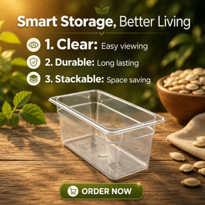 Contenedor Transparente Apilable Gastronorm para Alimentos, Preparación en Cocina, <span class=keywords><strong>Mise</strong></span> en <span class=keywords><strong>Place</strong></span>, Verduras, Frutas, Queso, Venta al por Mayor - Product Image 1