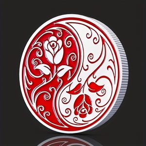 Moneda Metálica de Tai Chi Bagua con Flor Yin-Yang, un Regalo de la Suerte para Ocasiones como el Día de San Valentín o el Día de la Madre - Product Image 4